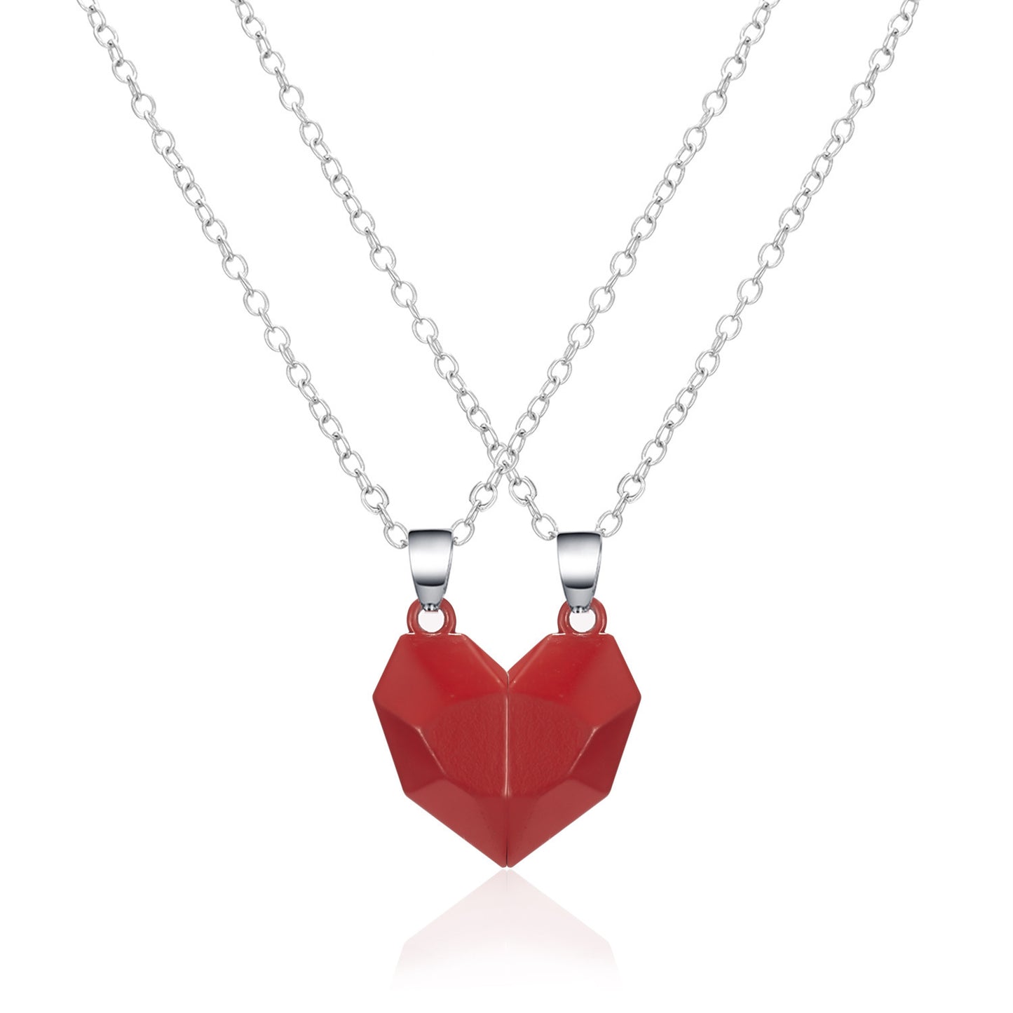 A Minimalist Lovers Matching Friendship Heart Pendant Couple Magnetic Jewelry