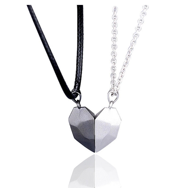 A Minimalist Lovers Matching Friendship Heart Pendant Couple Magnetic Jewelry