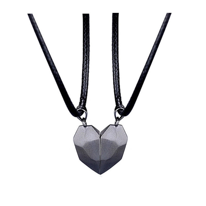 A Minimalist Lovers Matching Friendship Heart Pendant Couple Magnetic Jewelry