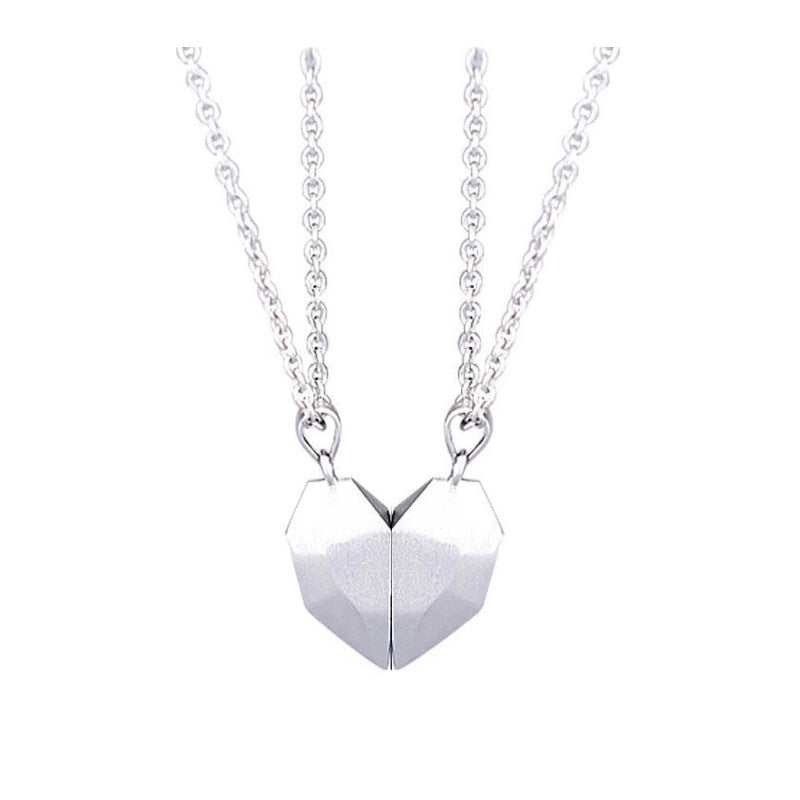 A Minimalist Lovers Matching Friendship Heart Pendant Couple Magnetic Jewelry