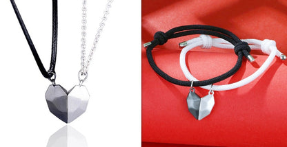 A Minimalist Lovers Matching Friendship Heart Pendant Couple Magnetic Jewelry