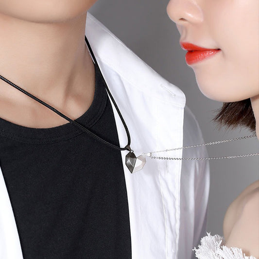 A Minimalist Lovers Matching Friendship Heart Pendant Couple Magnetic Jewelry