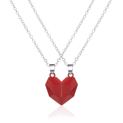 A Minimalist Lovers Matching Friendship Heart Pendant Couple Magnetic Jewelry